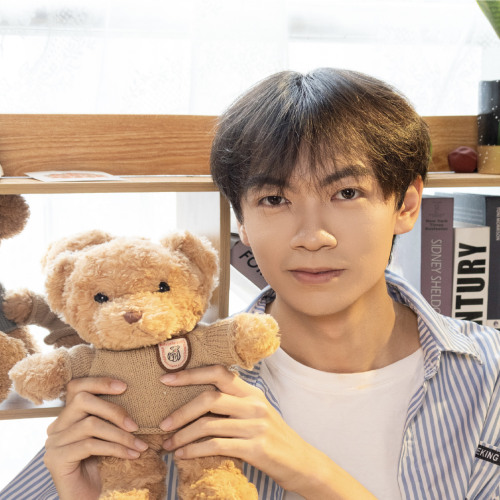 Bryce with a teddy bear